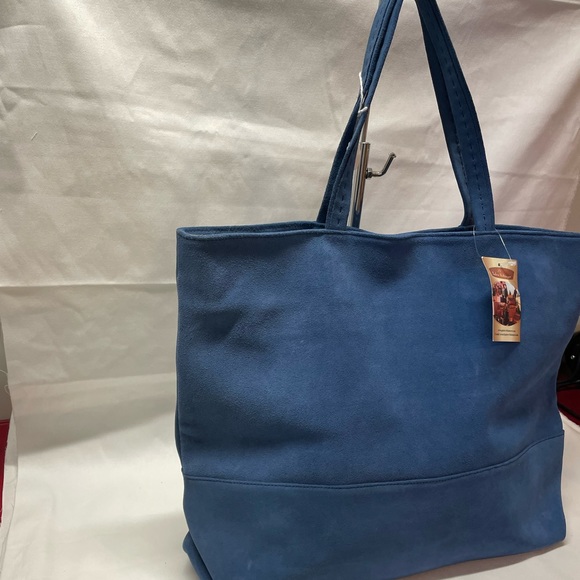 SALE!! Fabulous Lapis blue sturdy suede tote from Marrakech - Picture 3 of 10